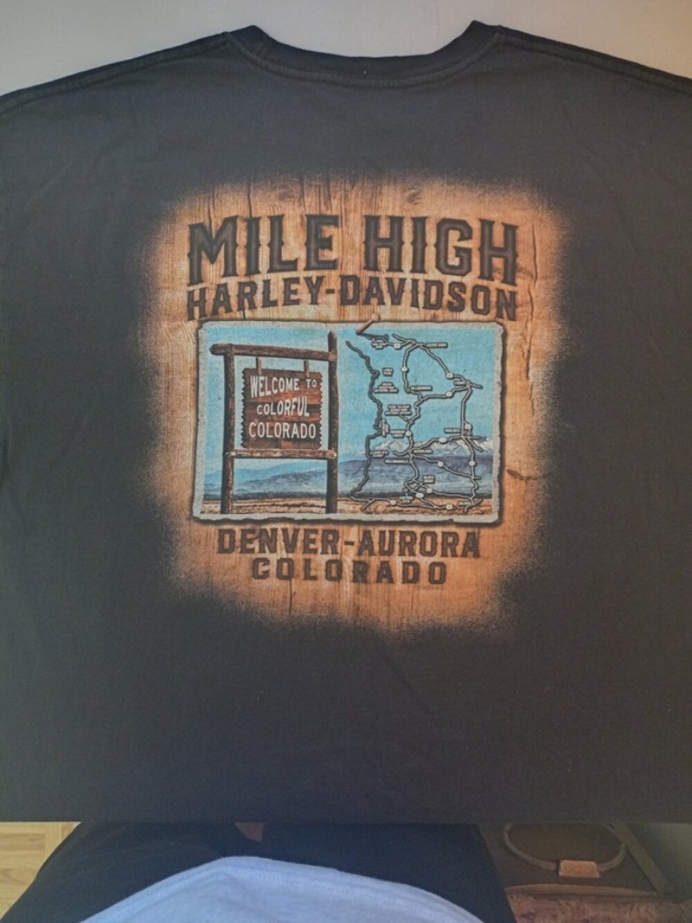 Vintage Harley Davidson Denver Aurora Colorado Adult XL Black T Shirt EUC